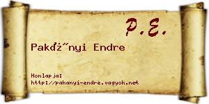 Pakányi Endre névjegykártya